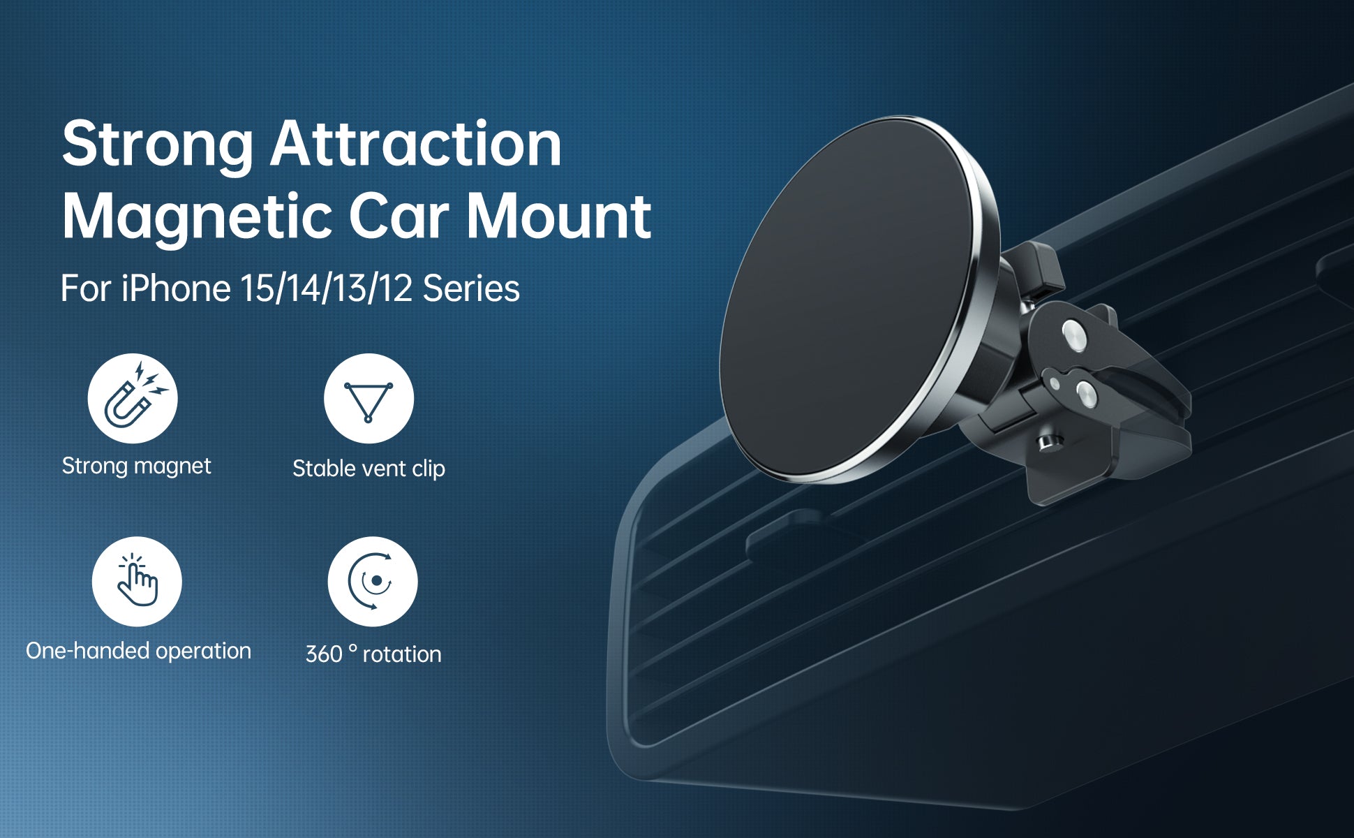 Magnetic Car Mount Phone Holder - Mag Safe Air Vent Phone Mount for Car Compatible with iPhone 15 14 13 12 Pro Max Mini Plus, 360° Adjustable Mag Safe Car Mount Phone Holder for All Phone
